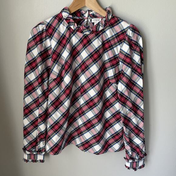 J. Crew Factory Cotton-blend poplin ruffleneck top Womens Size Small - Picture 4 of 11